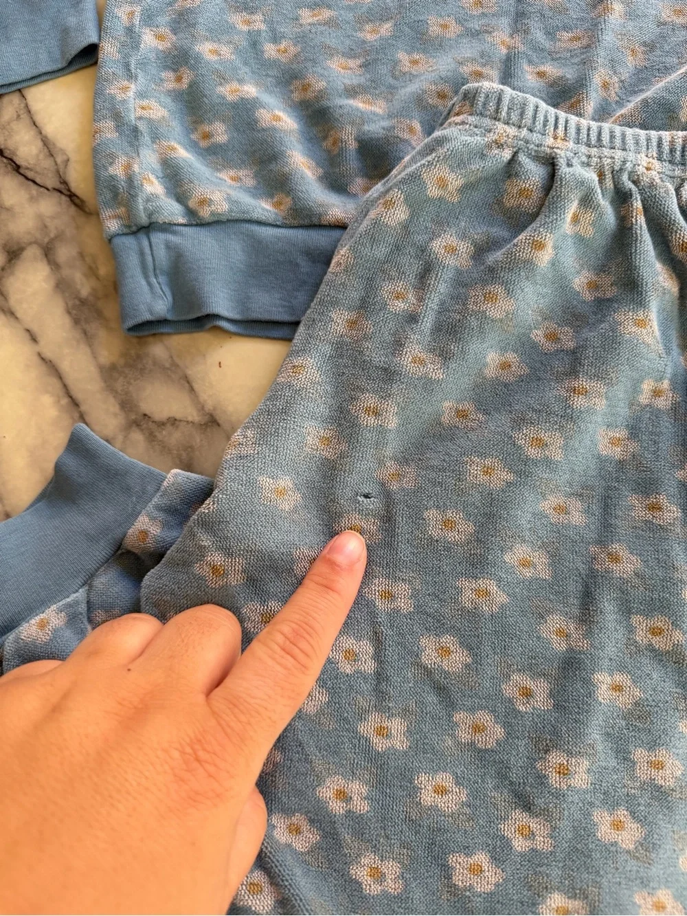 Petit Bateau Girls Light Blue Floral Two-Piece Pajama Set Lounge 10